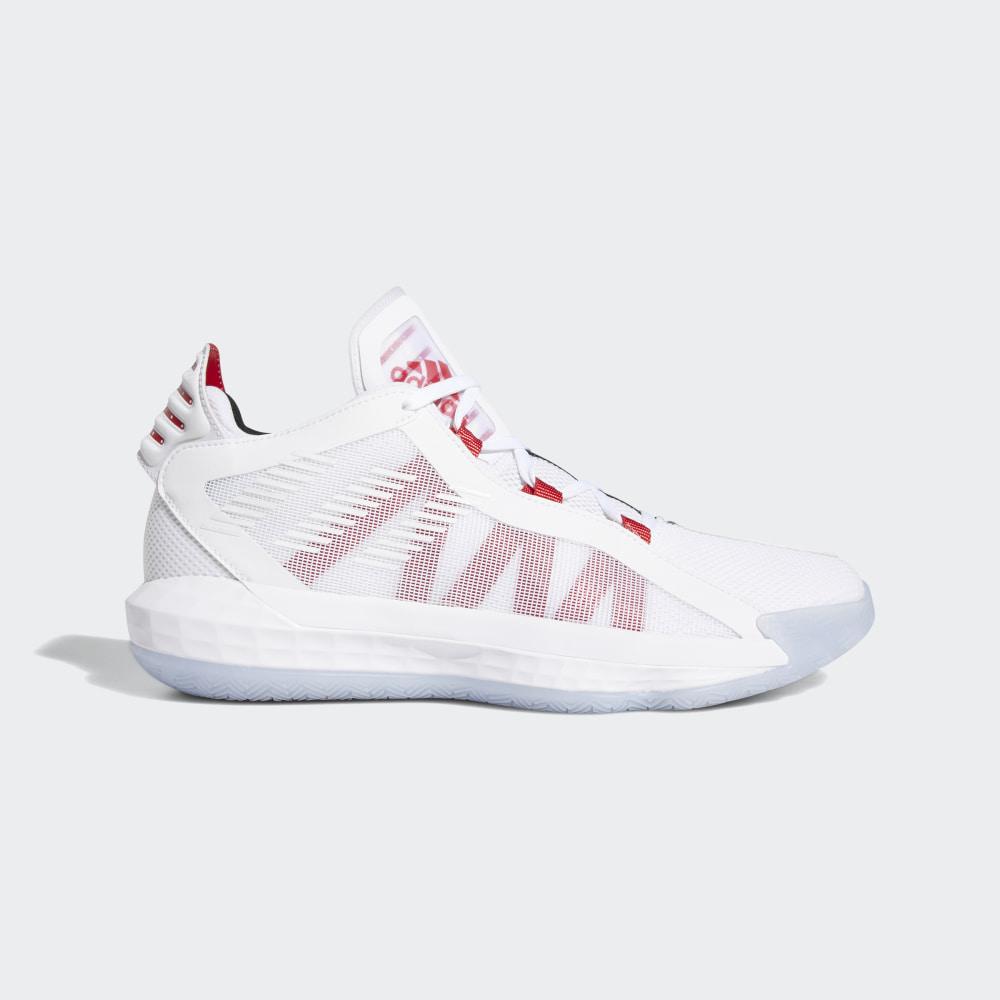 Adidas Men's Dame 6 Basketball Shoes White/Deep Red/Black Ireland EH2069